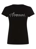 Koszulki i topy damskie - Armani Exchange - T-shirt damski, czarny - miniaturka - grafika 1