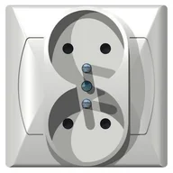 Gniazdka elektryczne - Gniazdo podwójne AKCENT białe z uziemieniem - miniaturka - grafika 1