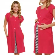 Piżamy ciążowe - Koszula do karmienia koszula ciążowa DOCTOR NAP 9703 viva magenta XXL - miniaturka - grafika 1