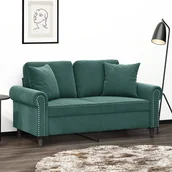 Sofy i kanapy - 2-osobowa sofa z poduszkami, ciemnozielona, 120 cm, aksamit - miniaturka - grafika 1