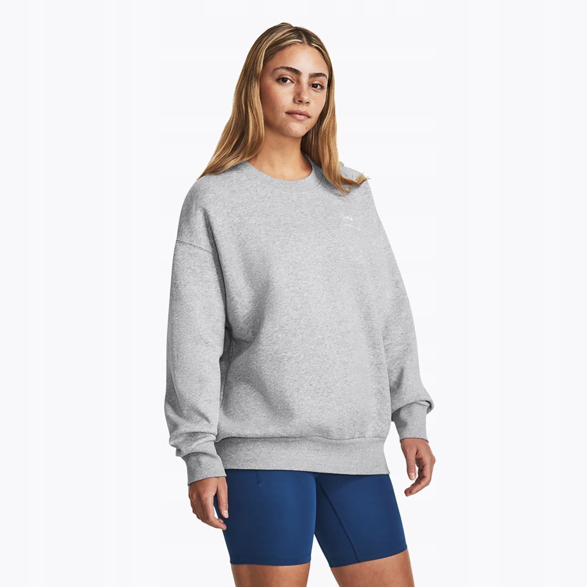 BLUZA DAMSKA UNDER ARMOUR OVERSIZE NIEROZPINANA CIEPŁA ICON FLEECE CREW SM