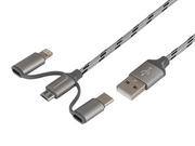 Kable USB - Apple Kabel Usb-c + microUSB + Lightning 3w1 120cm - miniaturka - grafika 1