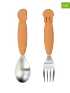Sztućce dla dzieci - done by deer 2-częściowy zestaw sztućców "YummyPlus" w kolorze jasnobrązowym - miniaturka - grafika 1