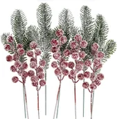 Zabawki kreatywne - Szronione gałązki dekoracyjne z owocami 26cm 10szt - miniaturka - grafika 1