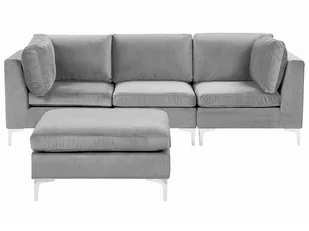 Sofa modułowa 3-osobowa z otomaną welurowa szara EVJA - Sofy i kanapy - miniaturka - grafika 1