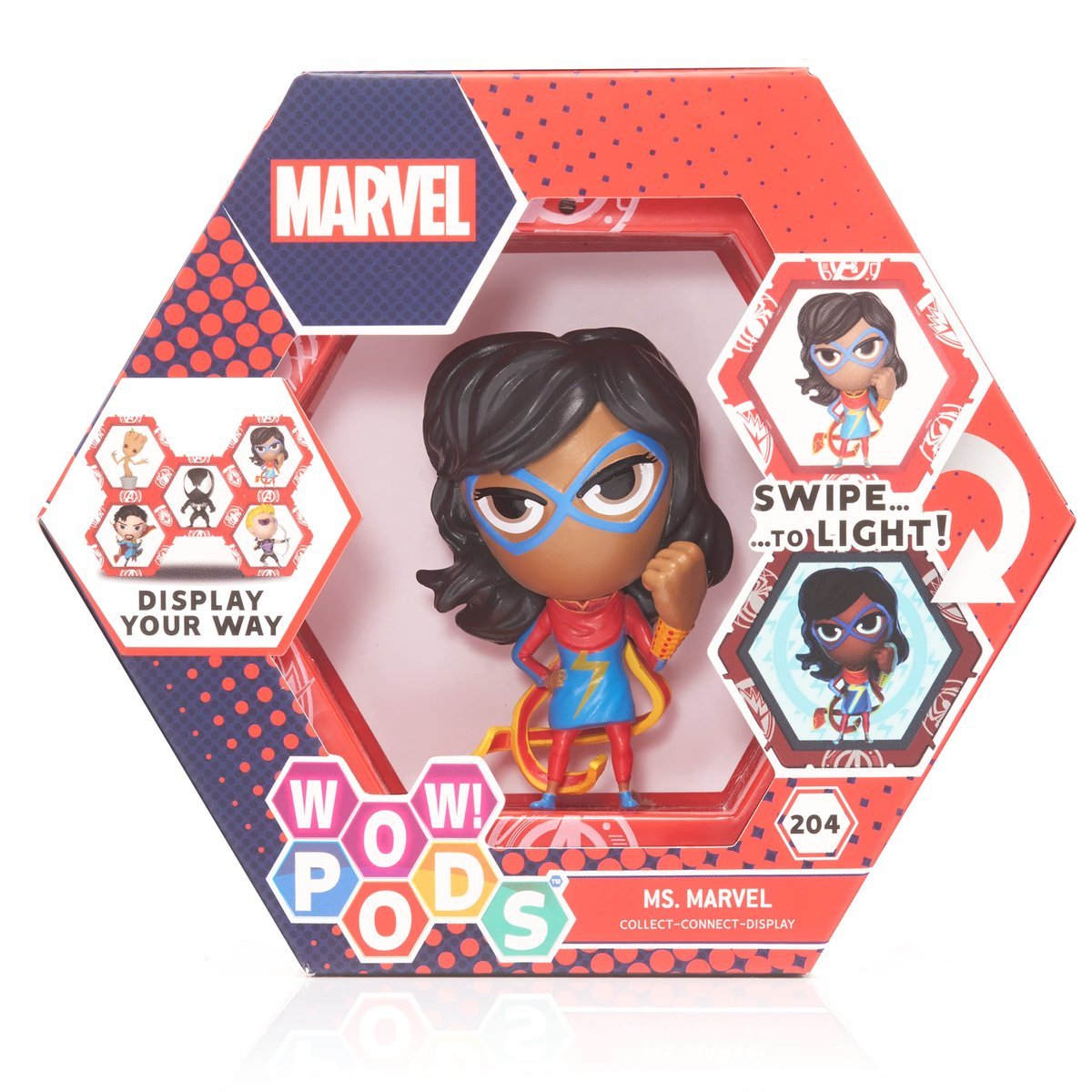 WOW! PODS Marvel Avengers Collection - Ms Marvel Podświetlana figurka superbohatera z Bobble-Head Oficjalne zabawki i prezenty kolekcjonerskie M..