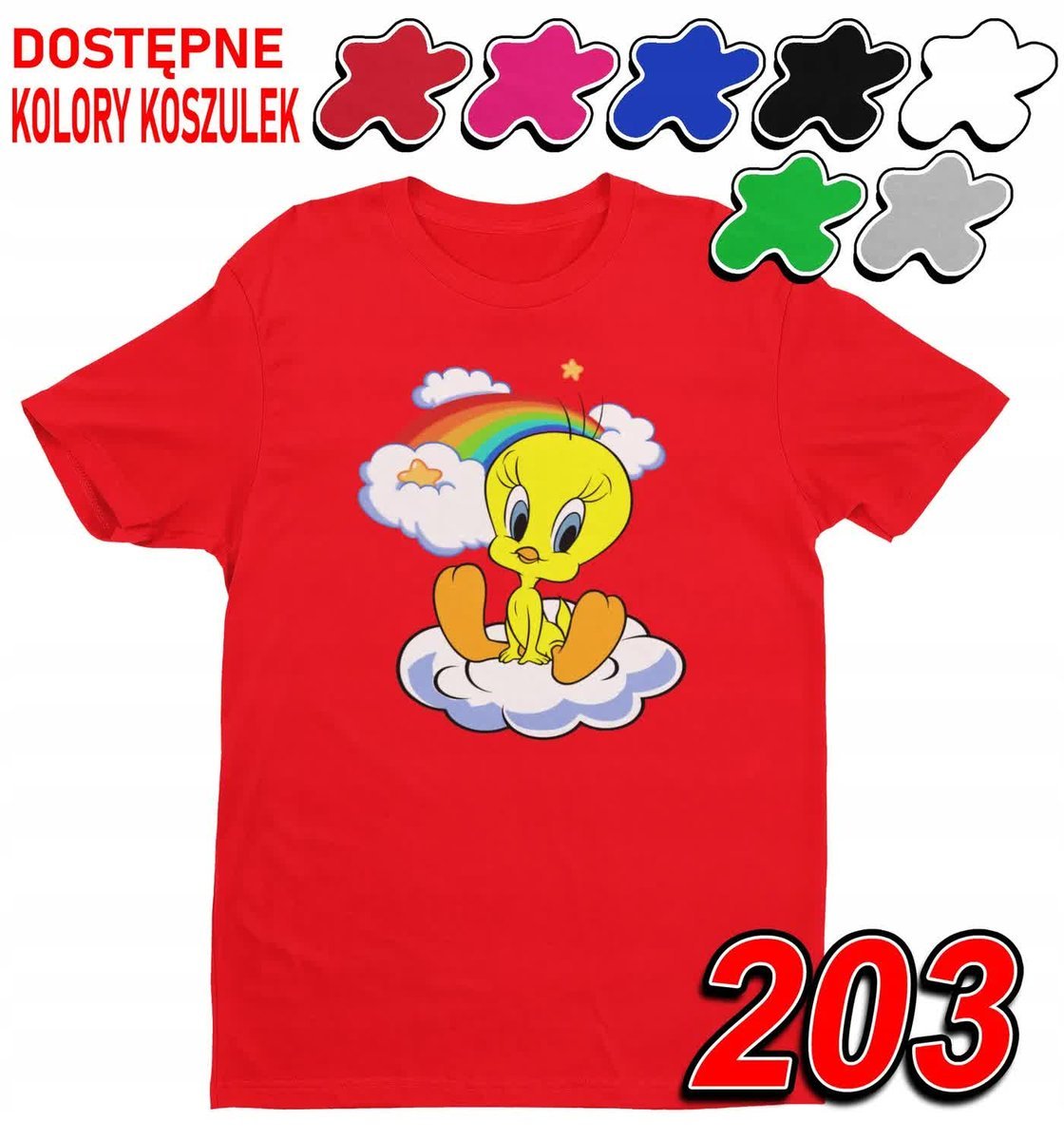 Dziecięca Koszulka T-Shirt Z Nadrukiem Kanarek Kot Sylwester - L 146-152