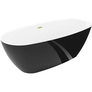 Mexen Luvo Slim wanna wolnostojąca 170 x 75 cm, biała/czarna, przelew złoty szczotkowany - 52801707575-55 - Wanny - miniaturka - grafika 1