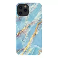 Etui i futerały do telefonów - Kingxbar Marble Series eleganckie etui pokrowiec z nadrukiem marmur iPhone 12 mini niebieski - miniaturka - grafika 1