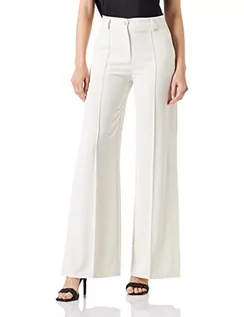 Spodnie damskie - Pinko Damskie spodnie z krepy Pureza Fluid, Z07_biały jedwab, UK XL, Z07_biały jedwab, 44 - grafika 1