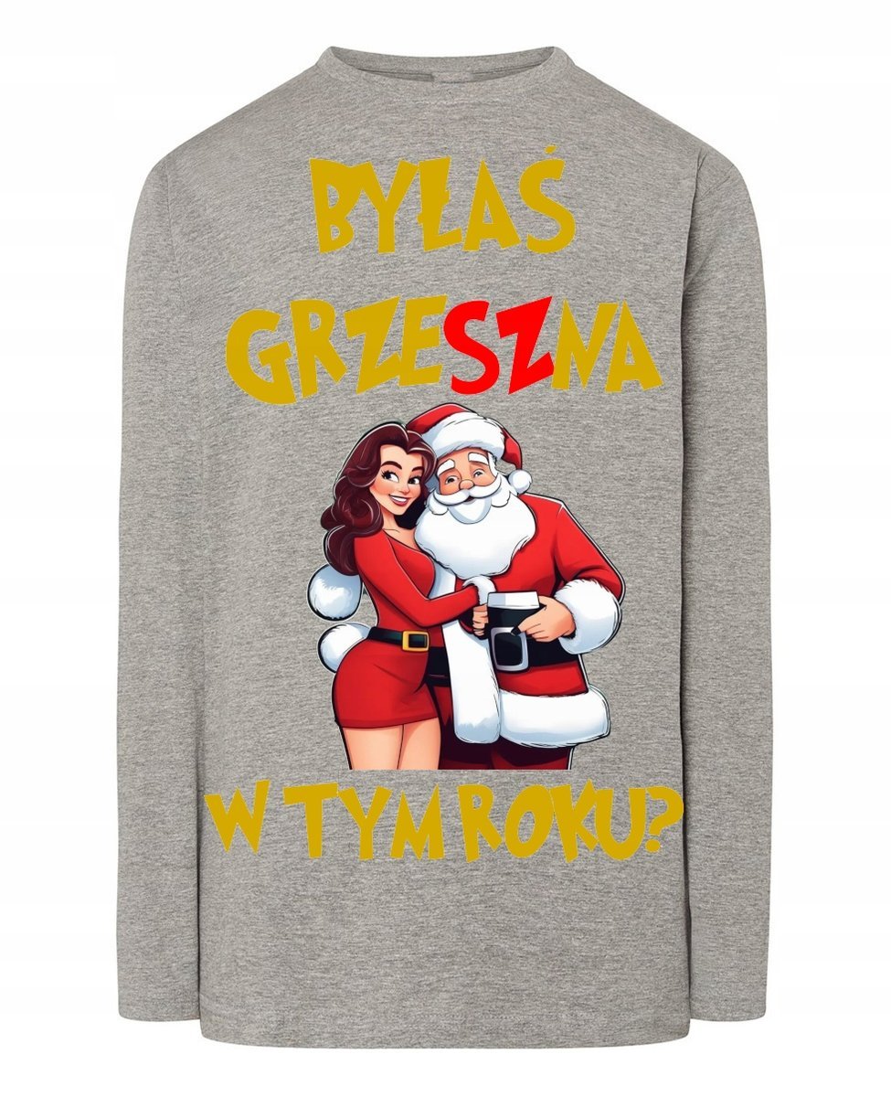 Longsleeve męski Świąteczny Nadruk Mikołaj Mikołajki Prezent r.4XL