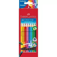 Artykuły biurowe - Faber Castell Kredki Grip z gumką 10 kolorów FABER CASTELL - miniaturka - grafika 1