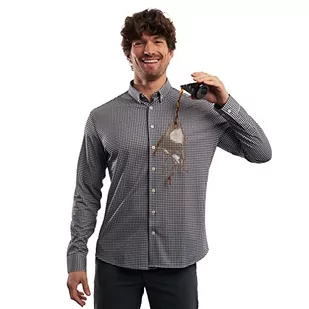 Sepiia Przeciw plamach Przeciw zapachowym Oddychająca Entalle Średnia Koszula męska na co dzień, Granatowy wzór w kratkę, S - Koszule męskie - miniaturka - grafika 1