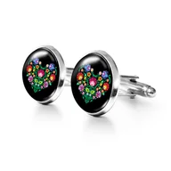 Spinki do mankietów i krawatów - Serce folkowe czarne - spinki do mankietów - miniaturka - grafika 1