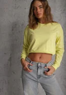 Bluzy damskie - Jasnozielona Bluza z Bawełną ze Ściągaczami przy Rękawach i w Pasie Alberia - miniaturka - grafika 1