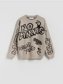 Bluzy dla chłopców - Reserved - Sweter z wiskozą - beżowy - miniaturka - grafika 1