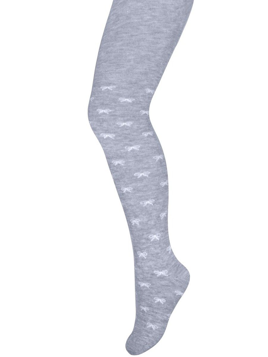 Dziewczęce rajstopy bawełniane kokardki szare Milusie r.104/110
