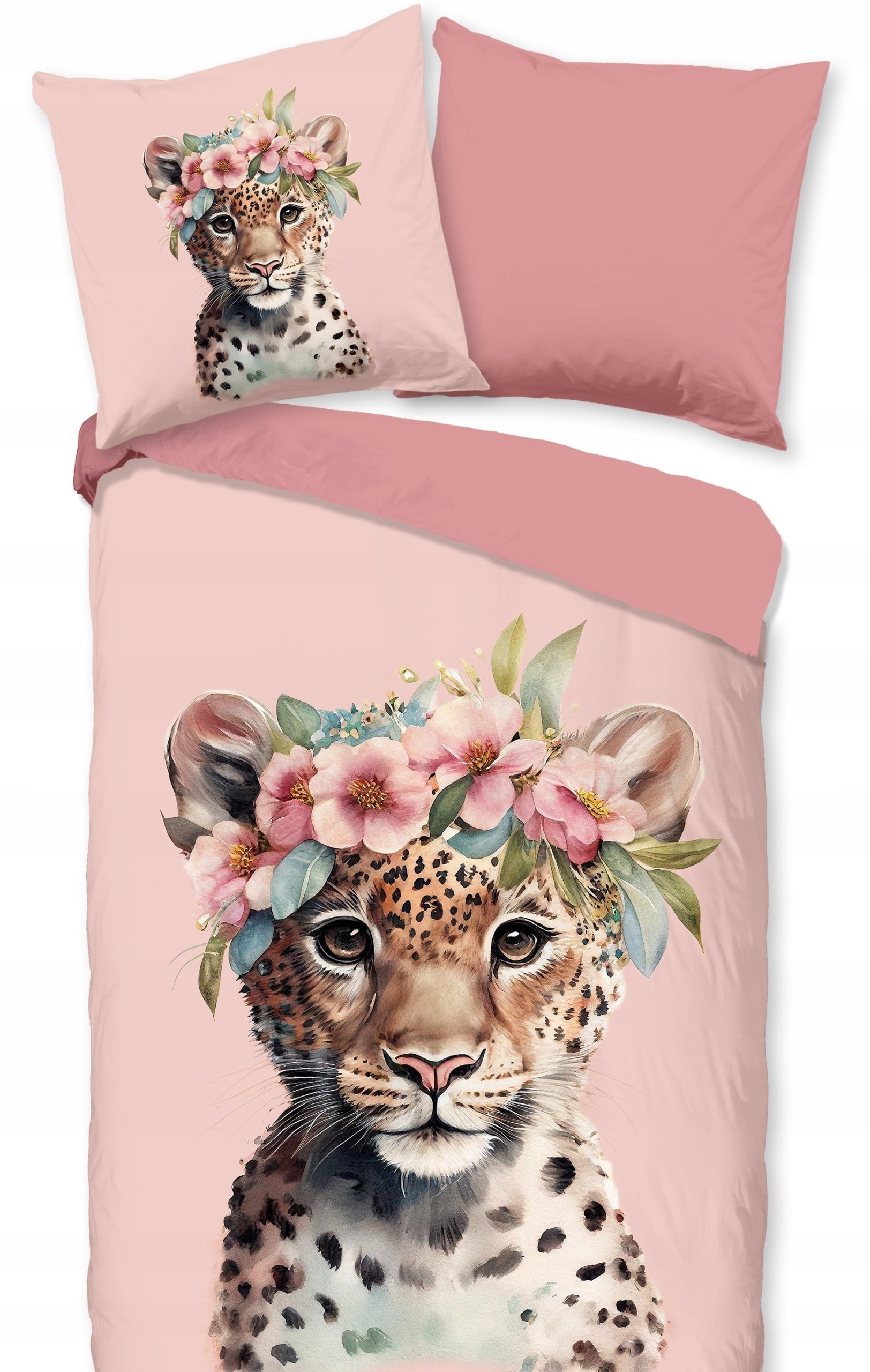 Pościel flanelowa panterka panterka różowa 135x200 bawełnia Ciepła Zimowa