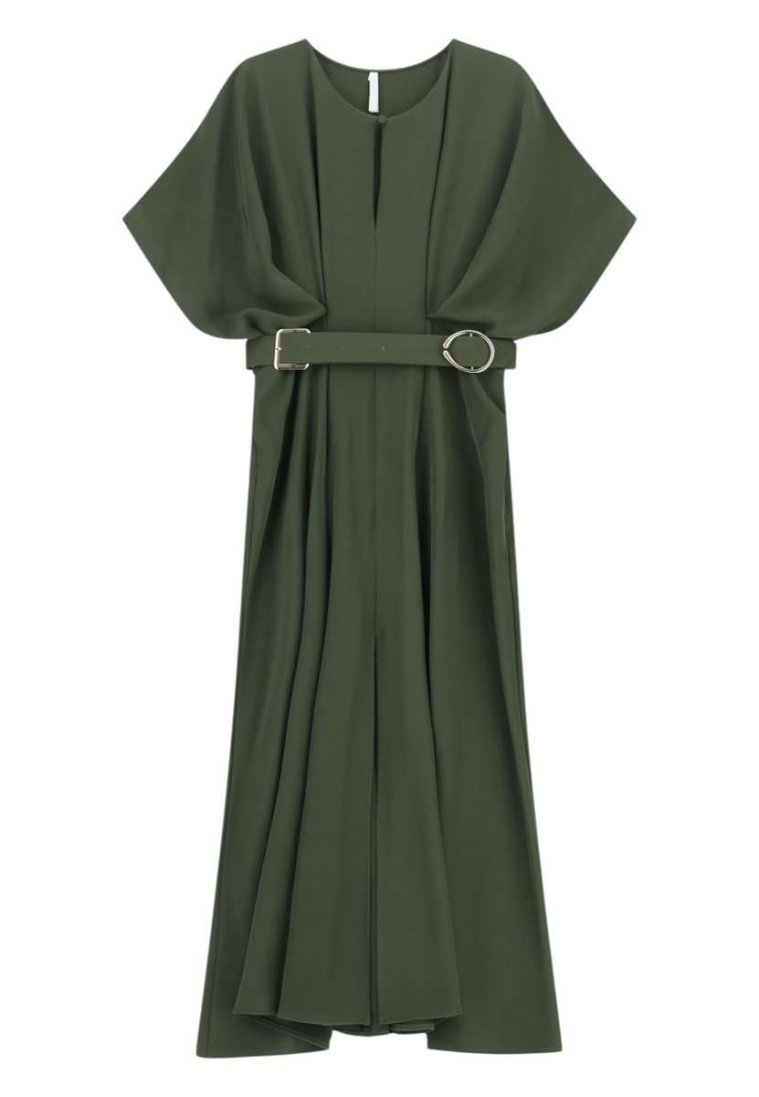 Abito lungo elegante con cintura in vita e spacco laterale Donna Imperial