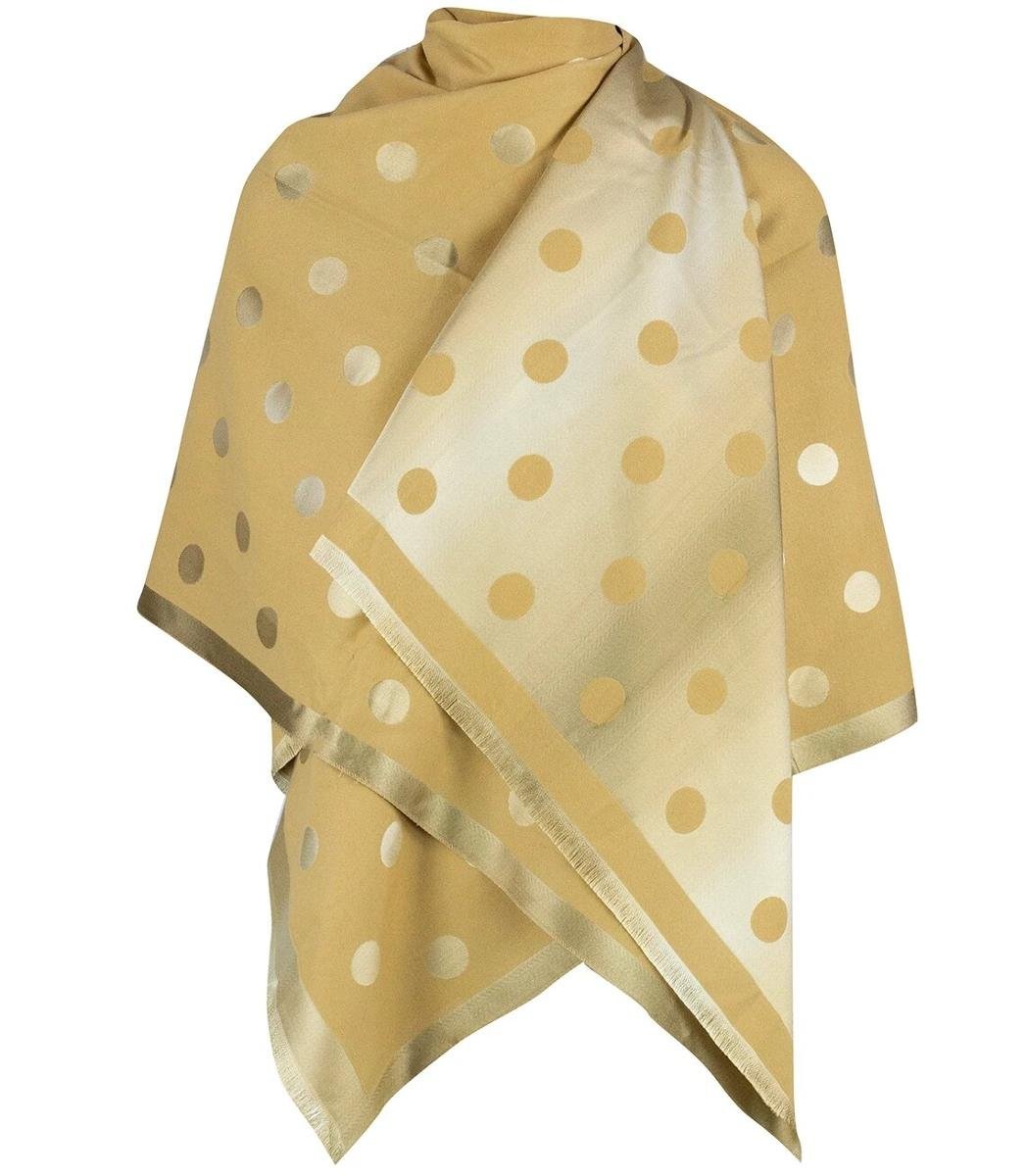 Elegancki dwustronny szalik z złotą nitką i wzorem w groszki