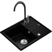 Zlewozmywaki z baterią - TEKA Stone 45 S-TG 1B 1D Czarny Carbon + Bateria In 915 - miniaturka - grafika 1