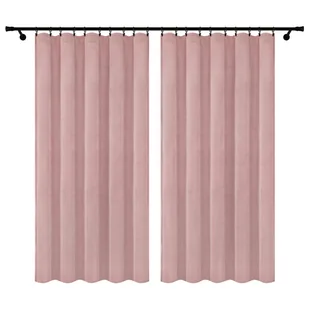 Voppi Zasłony welurowe na taśmie marszczącej 140x160 cm krótka zasłona okienna pudrowy róż 2 sztuki - Zasłony - miniaturka - grafika 1