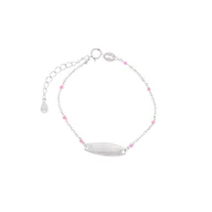 Biżuteria dla dzieci - Srebrna bransoletka dziecięca 925 Blaszka Rożowe Koraliki - miniaturka - grafika 1