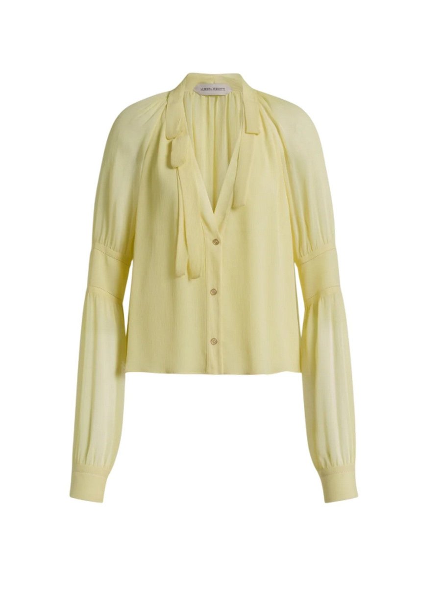 bluse e camicie damskie alberta ferretti - koszula creponne - żółty