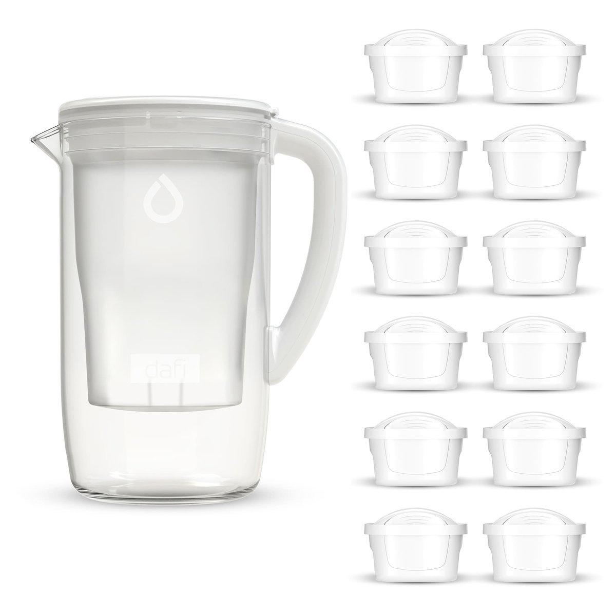 Szklany Dzbanek Filtrujący Dafi PRISMA LED Biały 12x wkład Unimax