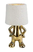 Lampy stojące - Lampa stołowa designerska ceramiczna złoty ludzik kremowy puszysty abażur do salonu sypialni 1xE14 40W SMURFY Rabalux - miniaturka - grafika 1