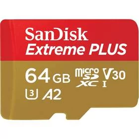 Karta pamięci SanDisk Micro SDXC Extreme Plus 64GB UHS-I U3 (200R/90W) + adaptér (SDSQXBU-064G-GN6MA)