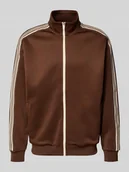 Bluzy męskie - Bluza rozpinana o kroju relaxed fit z paskami w kontrastowym kolorze Model 'RIBER' - miniaturka - grafika 1