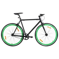 Rowery - vidaXL Rower single speed, czarno-zielony, 700c, 51 cm - miniaturka - grafika 1