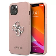 Etui i futerały do telefonów - Guess GUHCP13SSA4GSPI iPhone 13 mini 5,4" różowy/pink hardcase Saffiano 4G Metal Logo GUE001725-0 - miniaturka - grafika 1