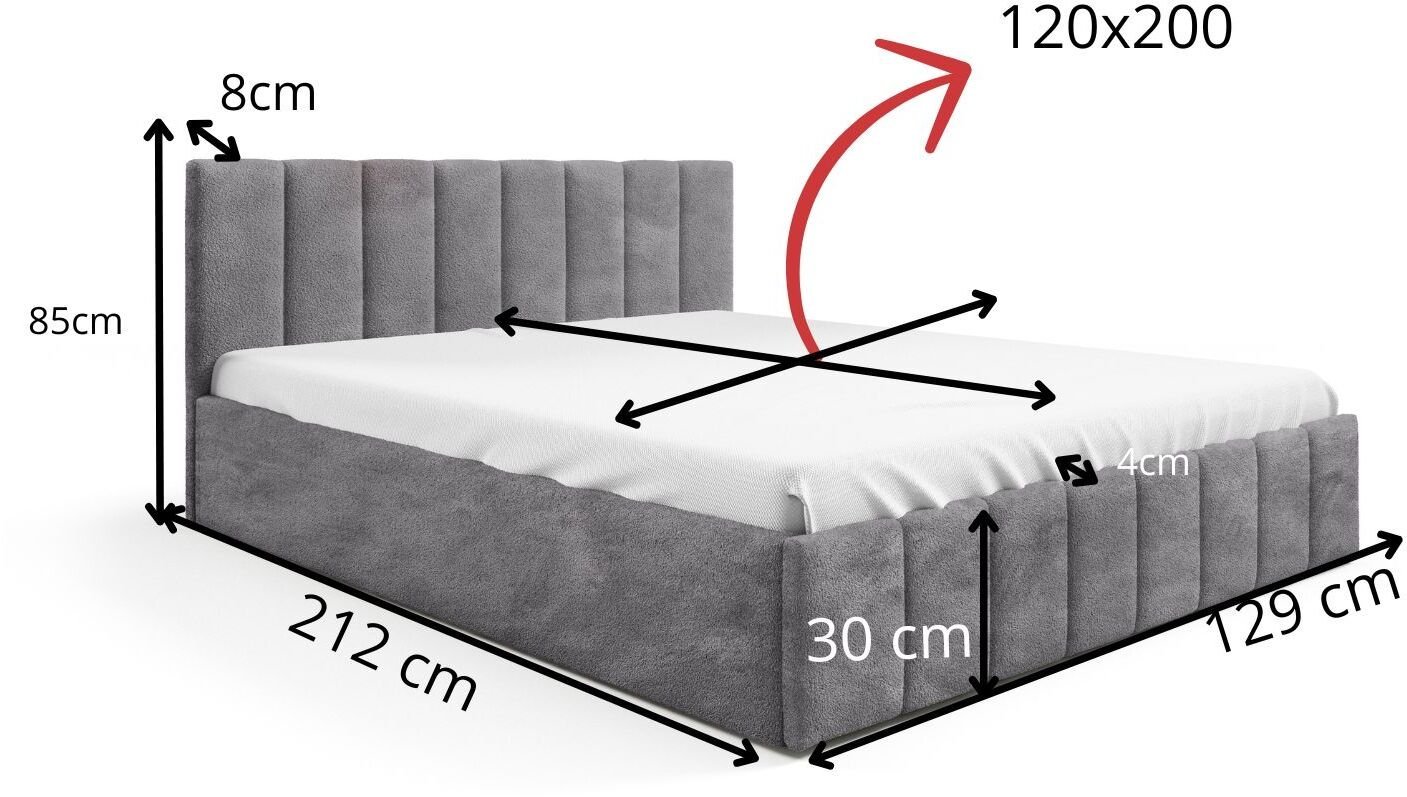 MEBLE ZIÓŁKOWSKI ŁÓŻKO LEYLA 120X200 metalowy , POJEMNIK , BOUCLE , BUKLA quelle 92