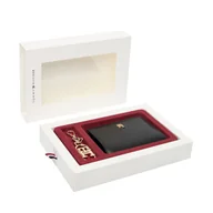 Portfele - Zestaw portfel i brelok Tommy Hilfiger Med Za W/Flap + Charm AW0AW18041 Czarny - miniaturka - grafika 1
