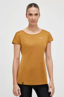 Salewa t-shirt sportowy Puez Melange kolor brązowy - Koszulki sportowe damskie - miniaturka - grafika 1