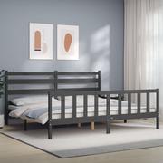 Łóżka - Rama łóżka z zagłówkiem, szara, 180x200 cm, drewniana Lumarko! - miniaturka - grafika 1