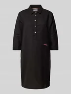 Sukienki - Sukienka lniana o długości do kolan z wyhaftowanym logo - miniaturka - grafika 1