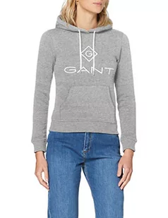 GANT Damska bluza z kapturem Lock Up Sweat, szary melanż, L - Bluzy damskie - miniaturka - grafika 1