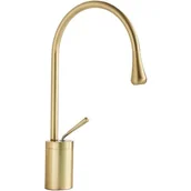 Baterie umywalkowe - Bateria łazienkowa, bateria umywalkowa jednouchwytowa, ciepła i zimna woda, wys. 38 cm (złoto szczotkowane) - miniaturka - grafika 1