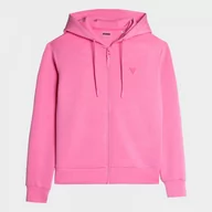 Bluzy sportowe damskie - Damska bluza dresowa rozpinana z kapturem Guess Allie Hoodie Zip Sweatshirt - niebieska - GUESS - miniaturka - grafika 1