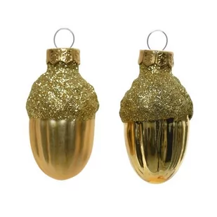 Bombki szklane w kształcie żołędzi żołądź 12sztuk Złoty - Bombki - miniaturka - grafika 1