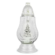 Lampiony i znicze - Duży Znicz Szklany Choinka 38 cm Srebrny DP675 Znicz z Aplikacją Choinką z Wkładem - miniaturka - grafika 1