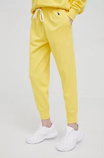 Spodnie damskie - Ralph Lauren Polo Polo spodnie dresowe damskie kolor żółty gładkie - grafika 1