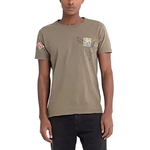 Replay T-shirt męski z krótkim rękawem z nadrukiem, 525 Sand, XS - Koszulki męskie - miniaturka - grafika 1