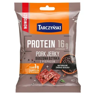 Tarczyński Protein Suszona szynka z pieprzem 40 g - Kiełbasa i wędliny - miniaturka - grafika 1