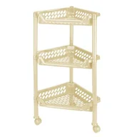 Regały - Regał narożny 3-półki na kółkach plastik kremowy - miniaturka - grafika 1