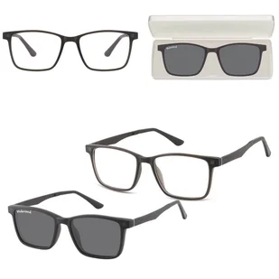 Prostokątne okulary pod korekcję z polaryzacyjną Nakładką przeciwsłoneczną na magnes CLIP-TRC-188C-1 - Okulary korekcyjne, oprawki, szkła - miniaturka - grafika 1
