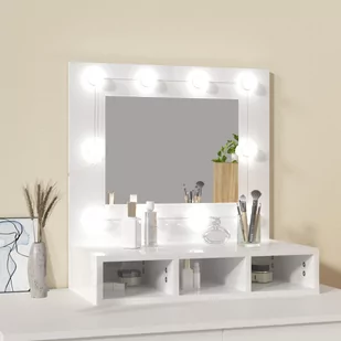 Lumarko Szafka z lustrem i LED, biała z połyskiem, 60x31,5x62 cm - Toaletki - miniaturka - grafika 4